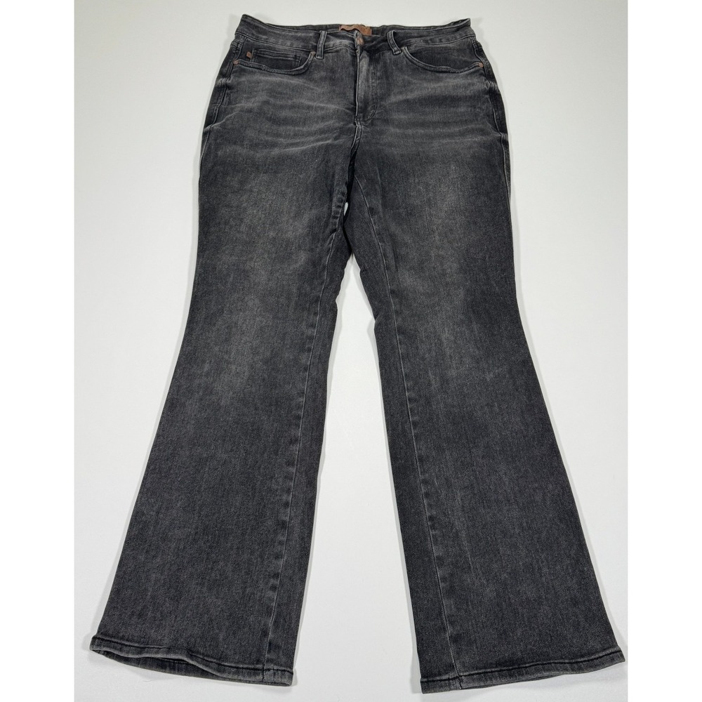 Judy Blue Jeans Womens 16W Black Flare Leg High Rise Stretch Soft Denim